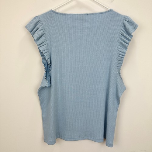 J.Crew Vintage Rib Ruffle Boatneck Tank Top Striped Blue Nautical Preppy 2X NWT - Picture 8 of 10