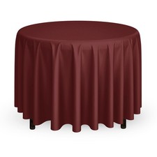 120" Round Wedding Banquet Polyester Fabric Tablecloth - Burgundy