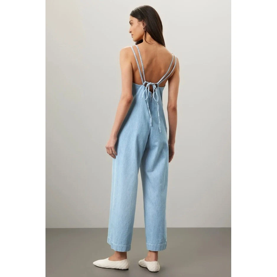 A.P.C. Mono sin mangas de pierna ancha de mezclilla azul para mujer talla 34 EU / 00 US Foto 3 de 4