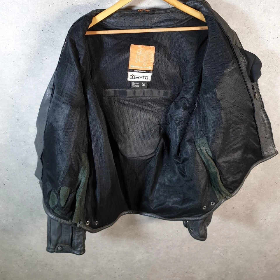 Vintage Icon Motorhead Armoured Motorbike Leather Biker Jacket Mens XL Black - Image 2 of 4