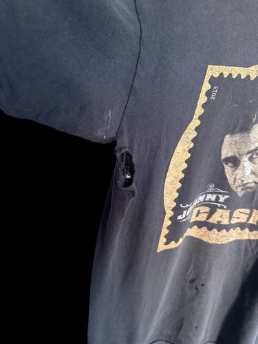Vintage Johnny Cash T-Shirt Large Distressed Thrashed Musik Symbole USPS - Bild 5 von 14