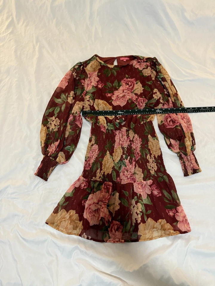 Mini vestido floral manga larga globo Flying Tomato para mujer talla grande 159 Foto 4 de 4