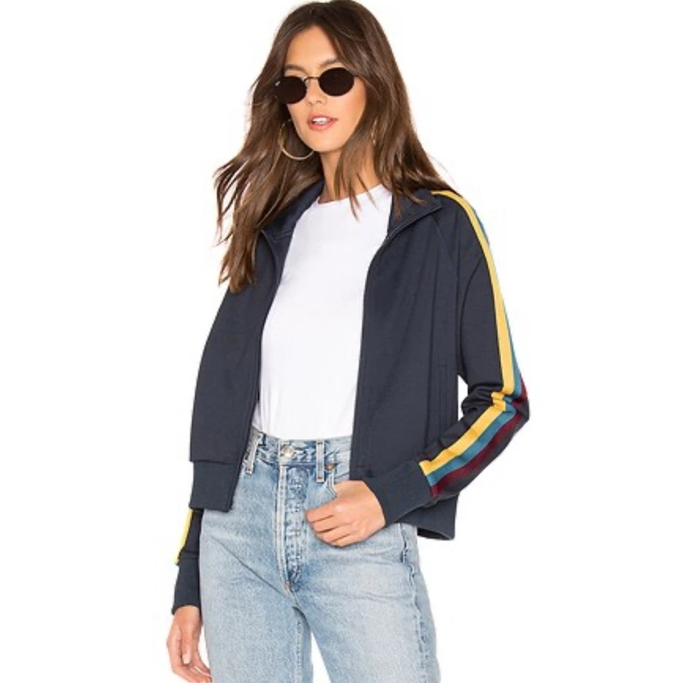 Chaqueta deportiva clásica Spiritual Gangster con cremallera para mujer S Aurora Sky Stripe Retro Foto 2 de 4