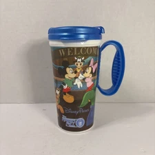 Disney Parks Blue Rapid Fill Mug w/ Lid Mickey Minnie Pluto Donald Whirley Cup