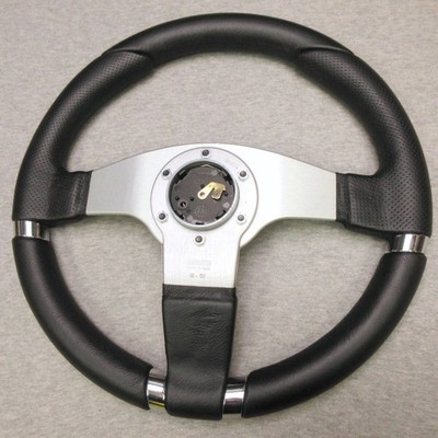 MOMO NET 350mm Leather Steering Wheel Silver JDM Miata NA NB R32
