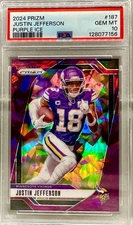 COLOR & JERSEY # MATCH! 2024 Prizm Justin Jefferson Purple Ice 18/225! PSA 10!