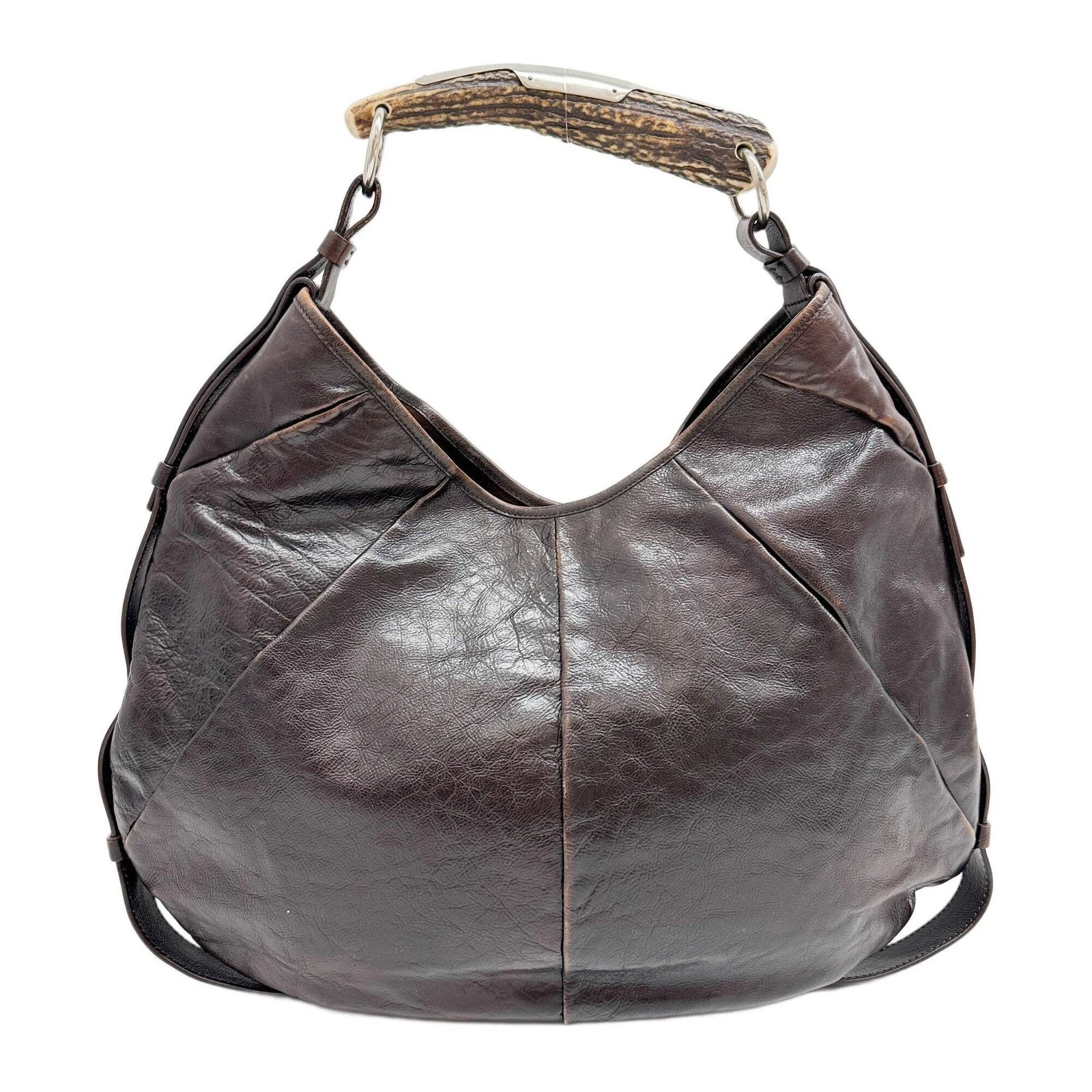 Saint Laurent — SAINT LAURENT Mombasa Brown Leather Handle Bag