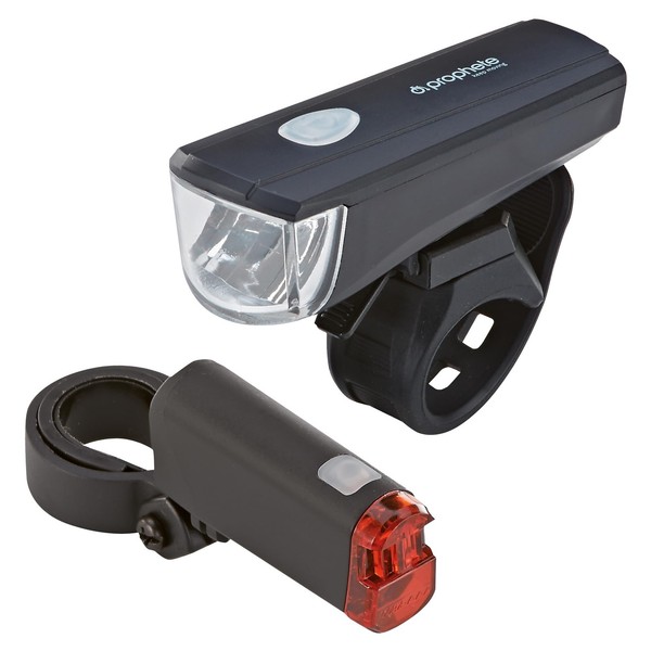 Prophete LED Fahrradbeleuchtung 15 Lux Scheinwerfer & RüCklicht Inkl.-image