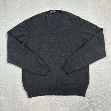 Brooks Brothers Sweater Men's L Charcoal Gray 100 Lambswool V-Neck Knit