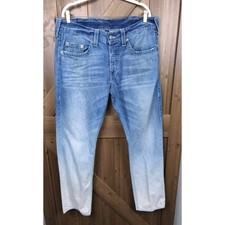 True Religion Geno Slim Straight Ombre Dip Dye Blue White Jeans Mens 38 USA Made