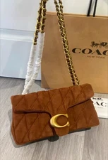 Coach Suede Tabby Shoulder Bag 26 Quilted Brass/Warm Brown CW620 NWT