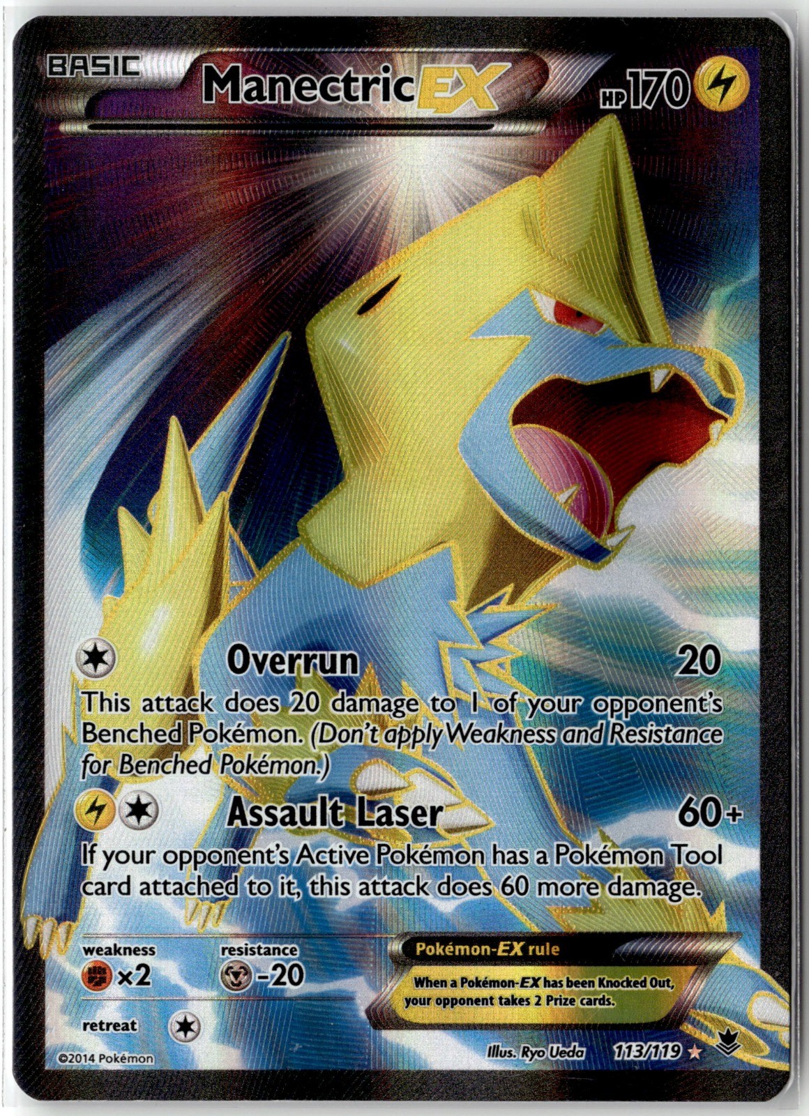 Manectric EX (113 Full Art) Ultra Rare XY - Phantom Forces 113/119 Holo NM