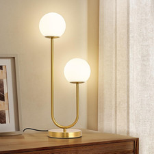 Mid Century Modern Gold Globe Table Lamp for Bedroom  Office
