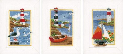 Vervaco Counted Cross Stitch Miniature Kit (Set of 3) Lighthouse 3.2'' x 4.8''
