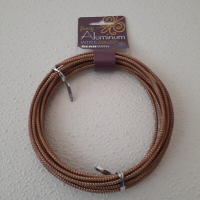 Beadsmith Fancy Aluminum Craft Wire 9 Ga Round Embossed Copper Color 5 Meters...
