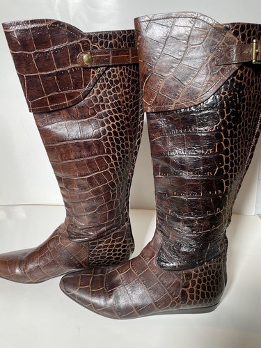 BCBG Maxazria Stiefel Leder kniehoch Damen 8,5 braun Animal Prin - Bild 3 von 15