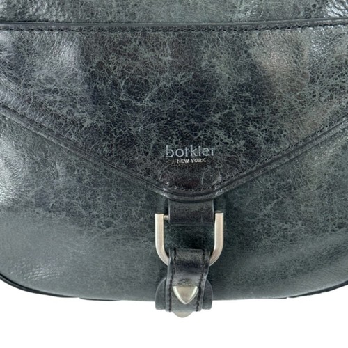 Botkier Trigger Black/Charcoal Leather Saddle Bag City Moto - Picture 11 of 14