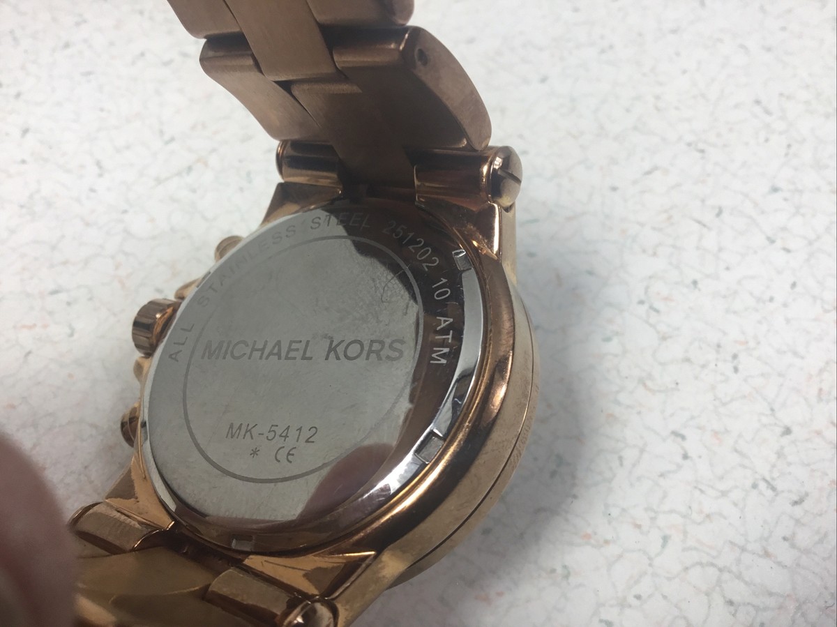 Michael Kors Baguette-Bezel MK5412 Rose Gold Tone Wrist 