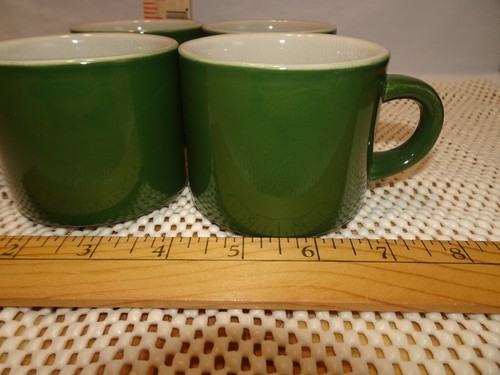 TREASURE CHEST Edmonton Stoneware Coffee Cups GREEN #6611 SET/4 Oven-Proof - Picture 5 of 5