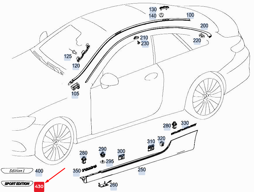 Neu MERCEDES-BENZ CLS C257 Frontkotflügel-Symbolplatte A2058176301 Original