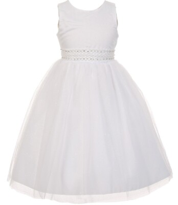 Junior Big Girls First Holy Communion Wedding Flower Girl Dress White Sz 10