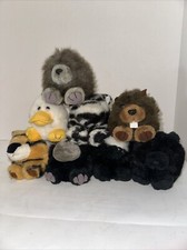 Puffkins Plush Lot Of 8 Vtg Swibco Duck Skunk Gorilla Cat Tiger Beaver Zebra