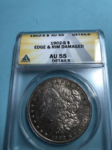 1902-S Morgan Silver Dollar AU55 ANACS Details￼: Appear To Be Minimal
