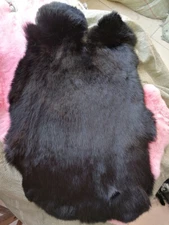 5pcs Black Genuine Natural Rabbit Skin Tanned Leather Hide Craft Pelt Pet's Mat