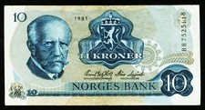 NORWEGEN. 10 Kroner 1981. 36c