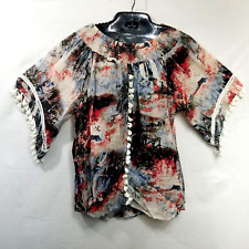 Womens Urban Mangoz Boho Gauzy Gypsy Tasseled Off Shoulder Top Size Small 