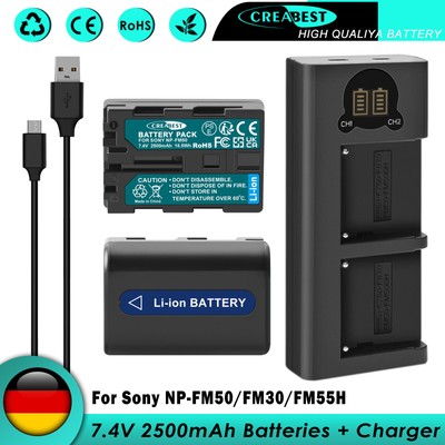2× NP-FM30 NP-FM50 Akku + Ladegerät Für Sony CyberShot NP-FM51 FM55H DCR-HC1 TRV