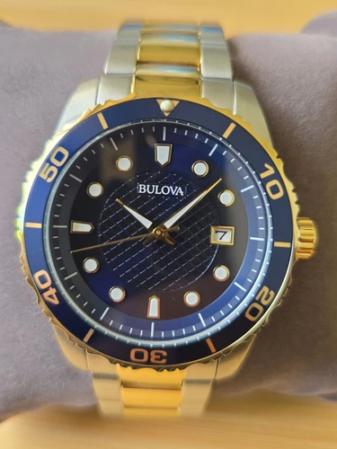 Bulova Blue Dial Dual Tone Date Display Men's Watch 98A200
