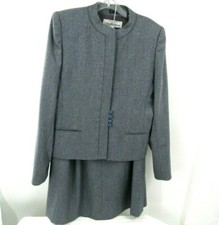 VTG Saks Fifth Avenue Skirt Suit Womens Grey Size 6 VERY NICE