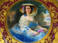 Hutschenreuther Portr&auml;t Teller "Kaiserin Eugenie" um 1934 - Signiert Friedrich