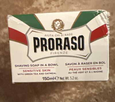 PRORASO Sapone Da Barba White Shaving Soap In A Bowl with Green Tea | NEW