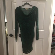 PREOWNED WOMENS MICHAEL KORS BODYCON ROUCHED SIDE TULIP HEM DRESS SMALL S GREEN