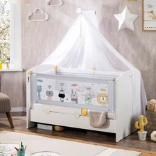 63" Baby Bed Crib Rail Toddler Upgraded Bed Guard Boys Girls Teething Protector