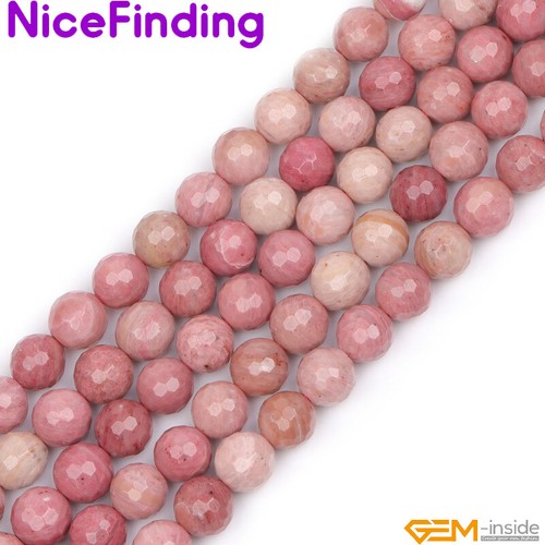 Natural Smooth Faceted Rhodonite Stone Beads For Jewelry Making 6,8,10,12,14mm - Picture 4 of 90