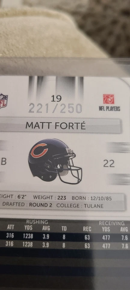 2009 Playoff Prestige Xtra Points Gold Bears Football #19 Matt Forte 221/250 - Image 3 of 3