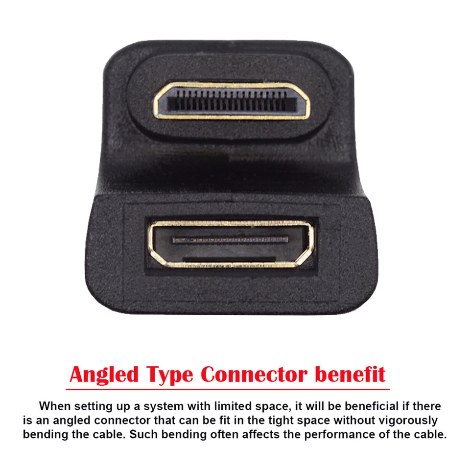 Cablecy 360 Degree Opposite U Shape Back Angled Mini HDMI1.4 Male to Mini Female - Image 3 of 4