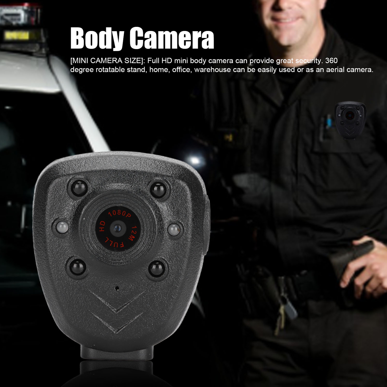 Compact Night Vision Body Camera for Home & Outdoor Security