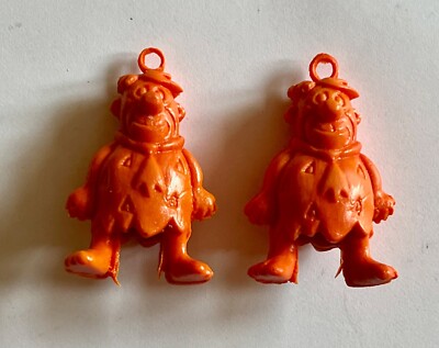 2 Vintage Fred Flintstones Pencil Toppers Hong Kong Toy Prize New Old Stock NOS