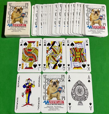 Old Vintage * NEWLEC Advertising Electrical * Playing Cards BRITISH BULLDOG Dog