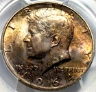 1964 D Kennedy Silver Half Dollar PCGS MS 65 End Roll Toning Album Toned Toning