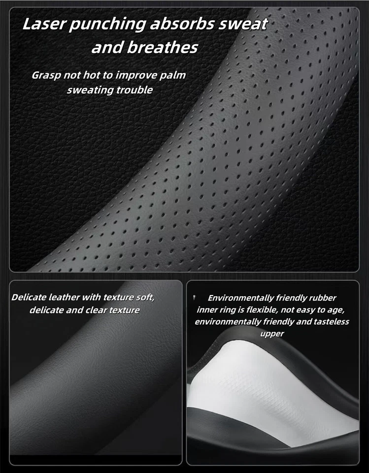 Cubierta de volante de cuero genuino de 15" para Acura All Cars 1980-2025 Foto 4 de 4