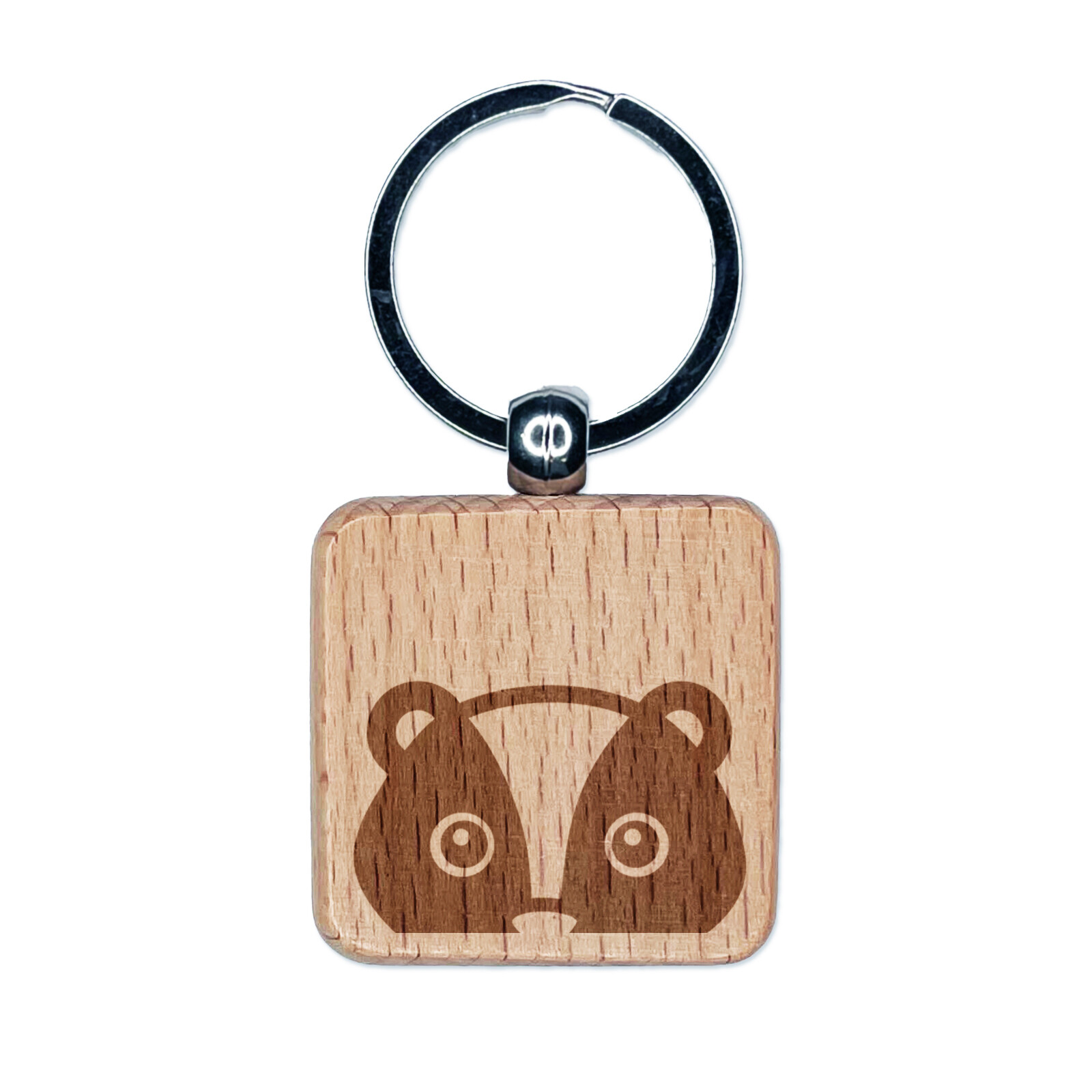 Skunk Peeking Wooden Keychain Charm Engraved Square Tag