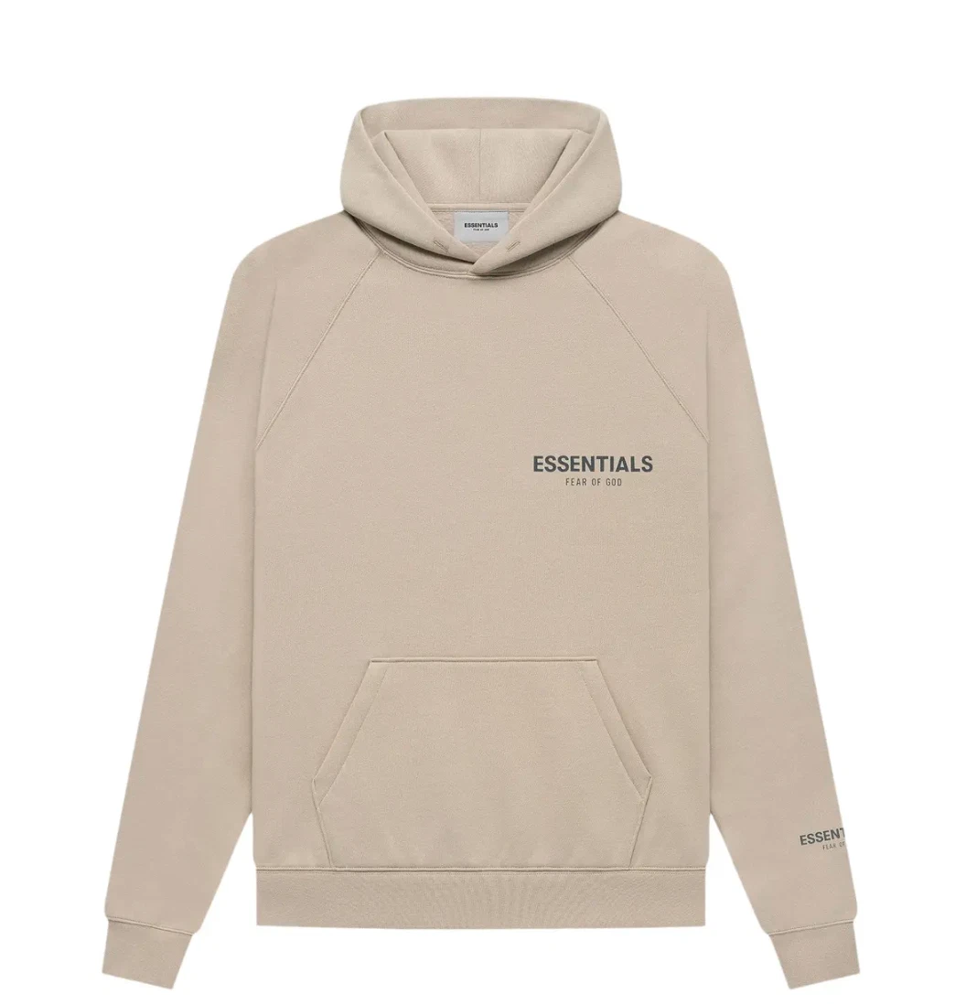 Felpa con cappuccio Essentials Fear Of God x SSENSE lino marrone taglia large nuova in borsa beige nebbia