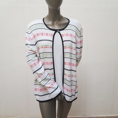 Hübscher Pullover von Alfred Dunner, L, weiß / schwarz, grün, pink