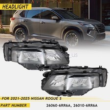 For 2021-25 Nissan Rogue S Black LED Headlight Left & Right Side Set of 2