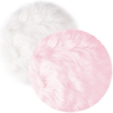 2Pack 12 Small Faux Fur Cushion Fluffy Plush Area Rug, Small Product Photo Bac